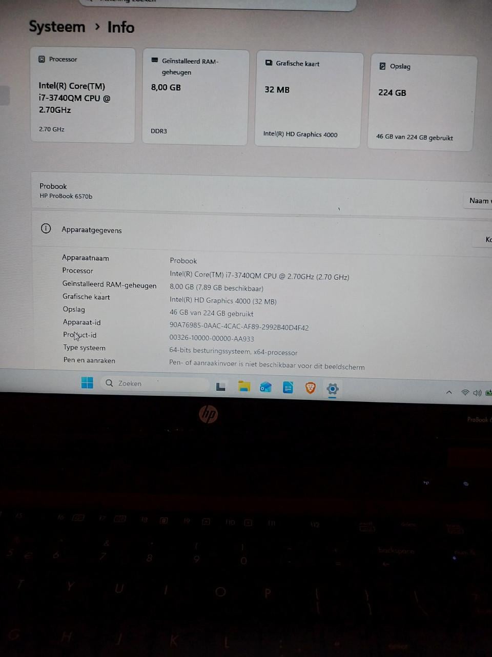 HP Probook 6570b, i7 processor, 8 Gb, 256 SSD, Windows 11 Home