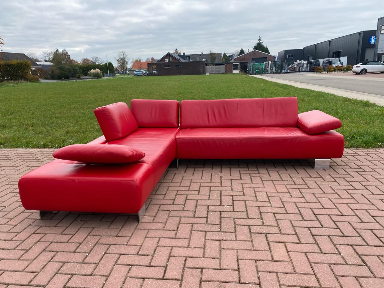 GRATIS LEVERING HEEL NL Montel Rode Echt Leer Hoekbank