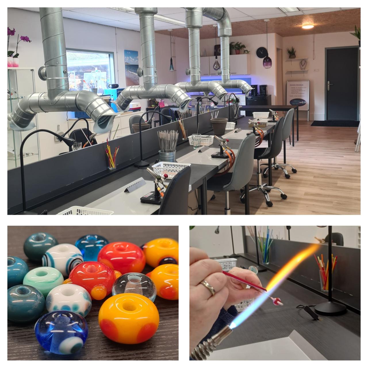 Glaskralen maken achter de brander