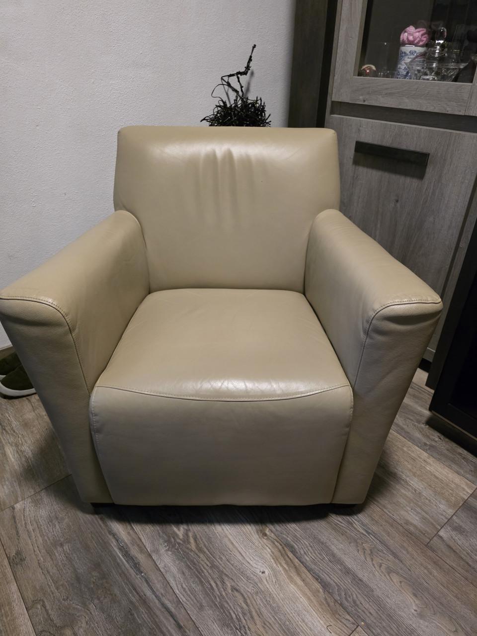 Fauteuil leer  beige