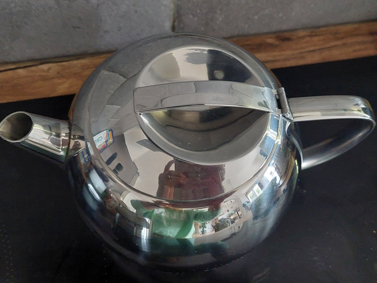 Dubbelwandige theepot rvs modern model