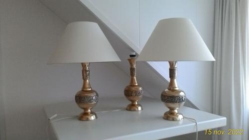 3 koperen vintage tafellampen