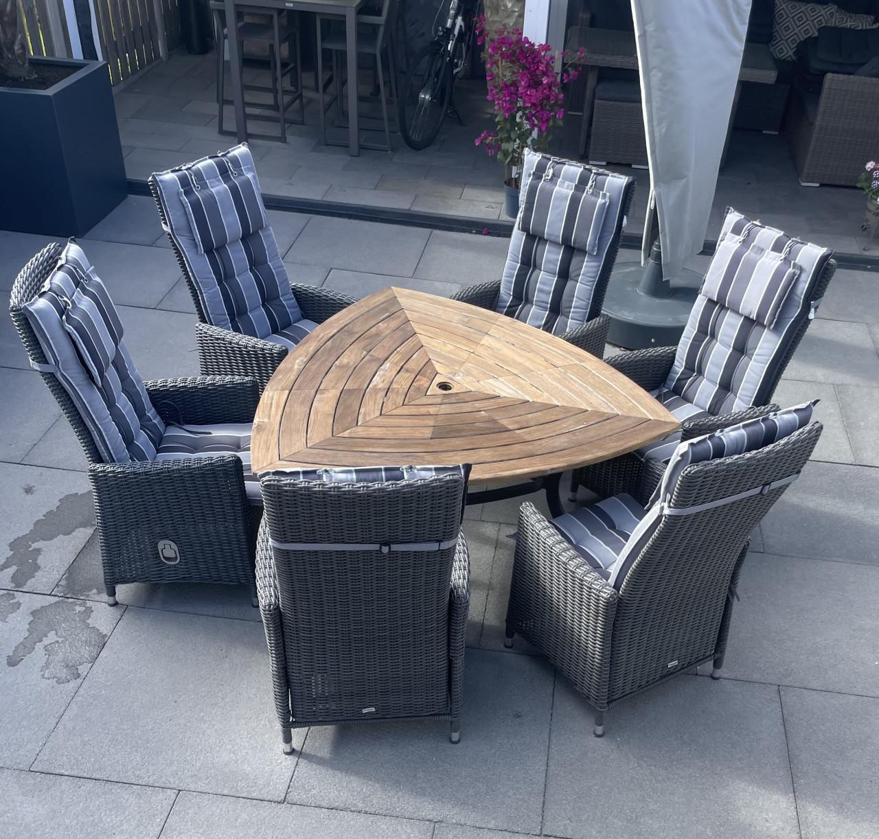 Tuinset met 6 stoelen en dikke kussens verstelbare stoelen