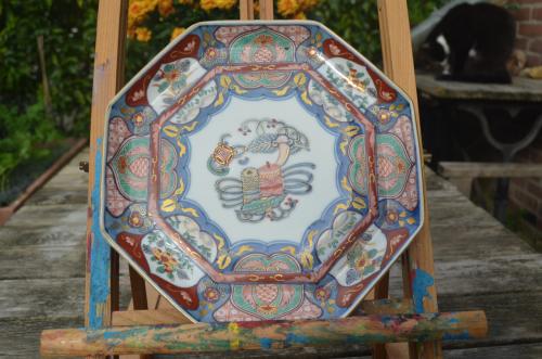 Porseleinen sierschotel, Japans Imari/Kutani-achtig decor