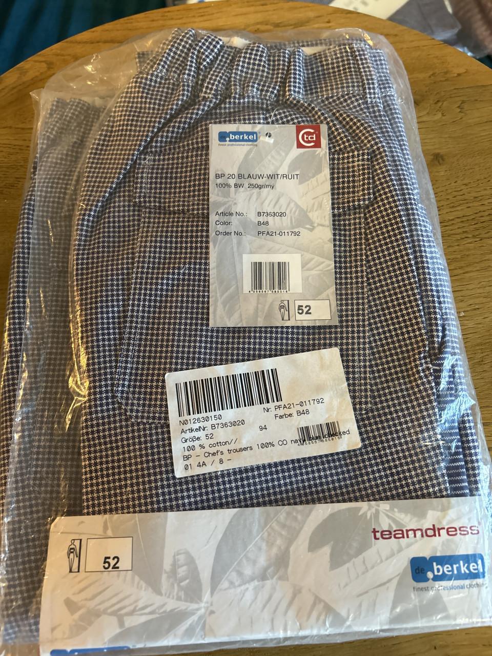 Professionele Koks-/bakkersbroek- verschillende maten
