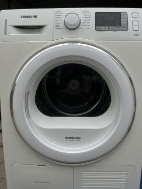 Samsung DV80F5E5HGW  warmtepomp droger met 8 kg. vulgewicht klasse A++