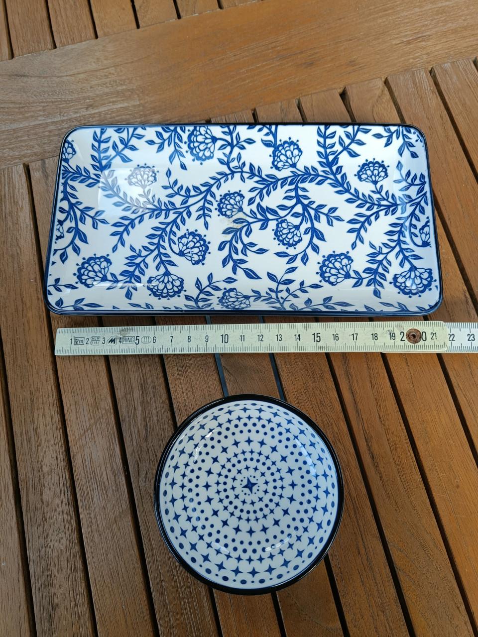 Rechthoekige schaal Gusta en rond schaaltje