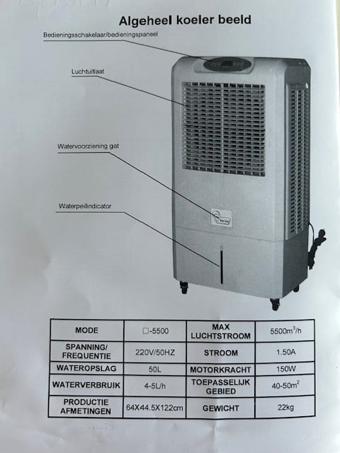 Mobiele professionele koelventilator