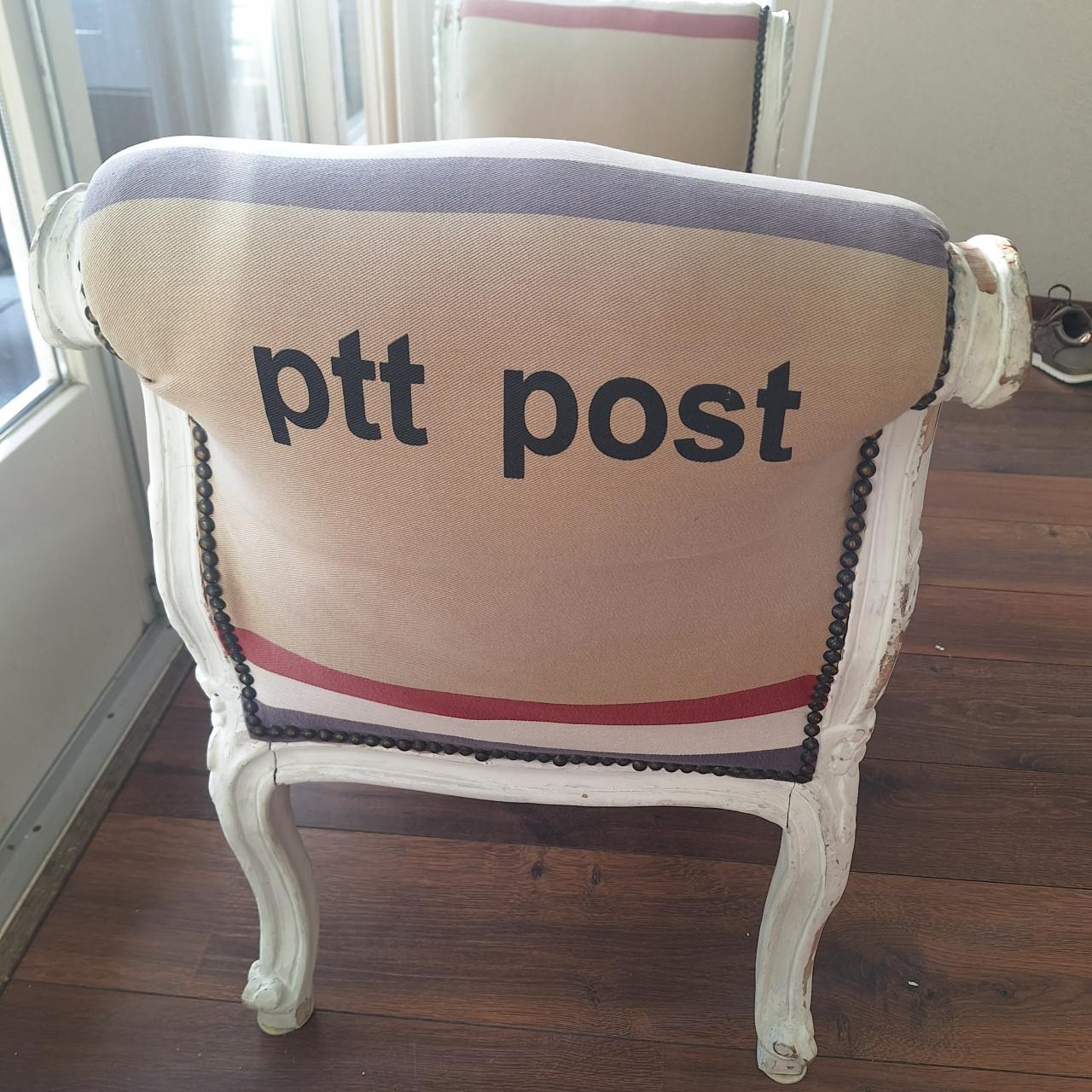 Brocant bankje met PTT Post Print