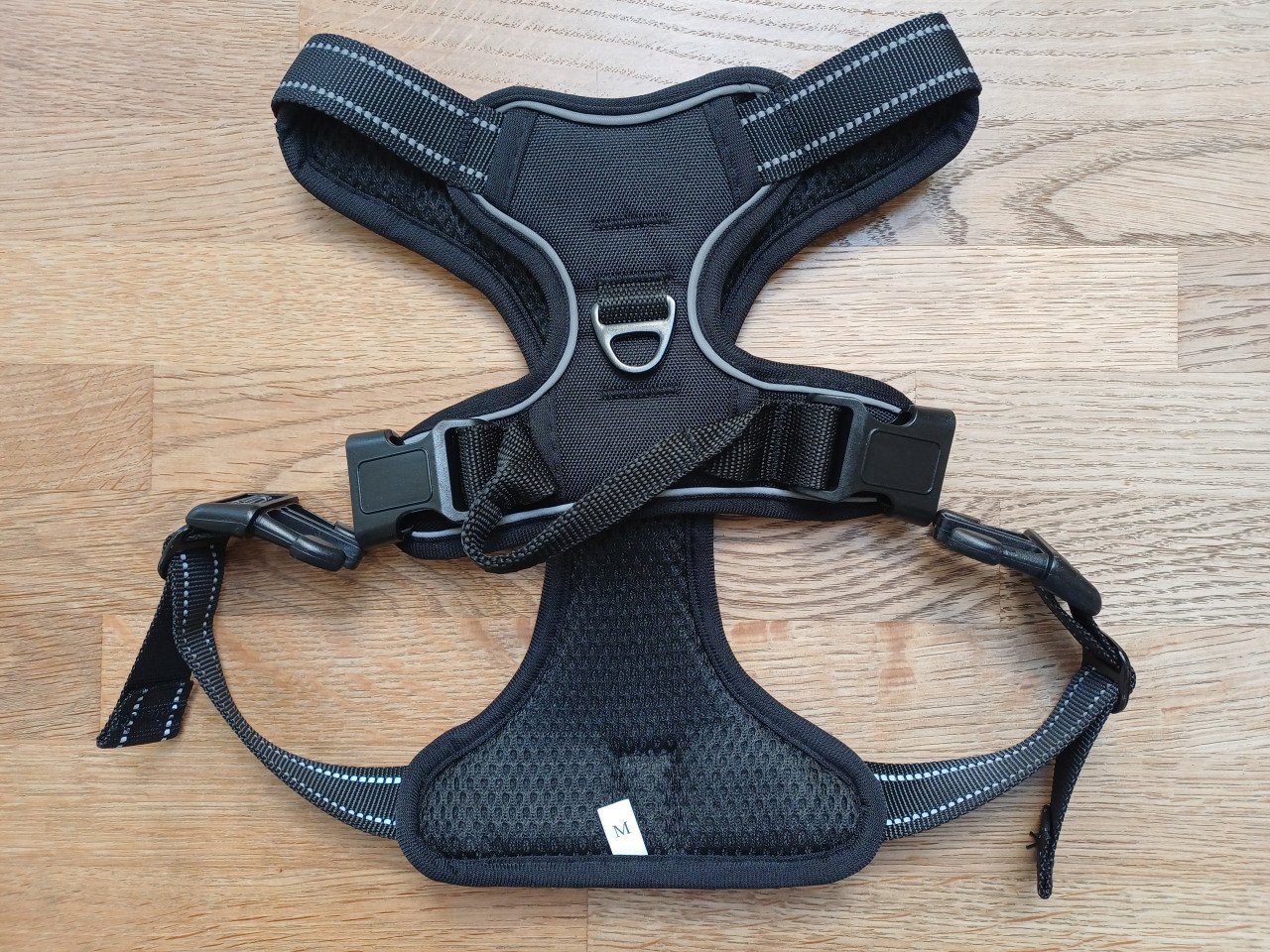 NIEUW: zwart padded Y-tuig hond, hondenharnas maat M