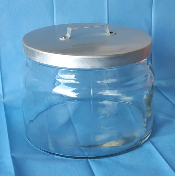 Glazen voorraadpot met deksel Ø 22 cm. , ↑ 16 cm.