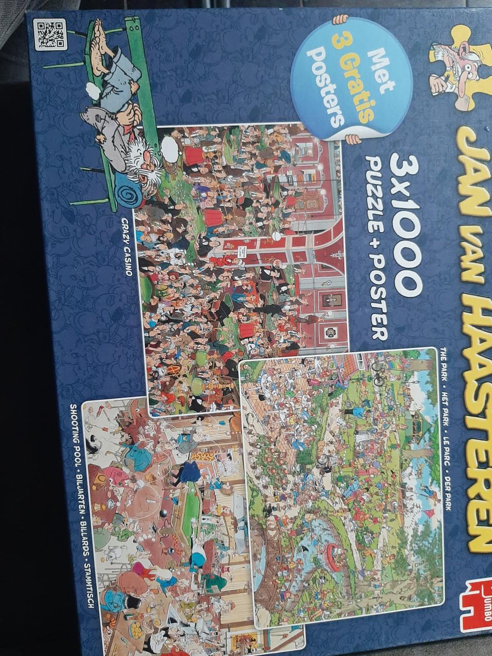 JAN VAN HAASTEREN 3 X 1000 PUZZLE CRAZY CASINO,HET PARK, BILJARTEN