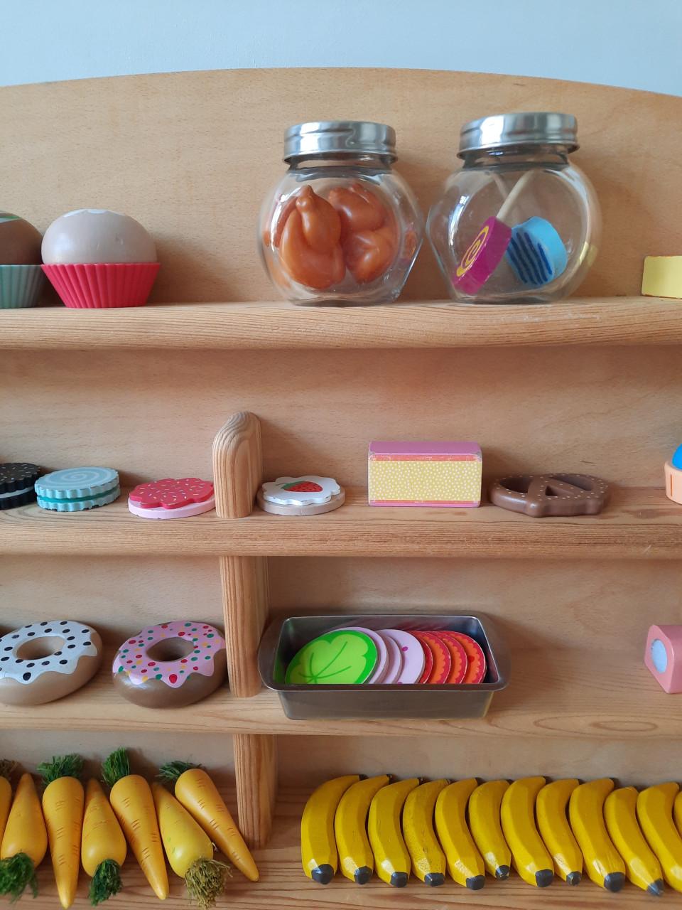 Groentekraampje winkel speelgoed hout met toebehoren