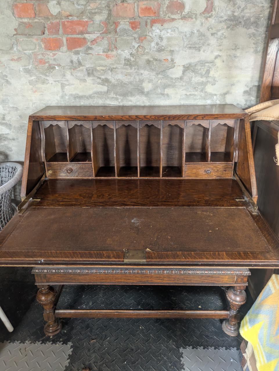 Antiek Houten Secretaire Bureau Retro