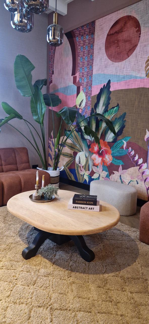 Mooie massief eiken salontafel ovaal