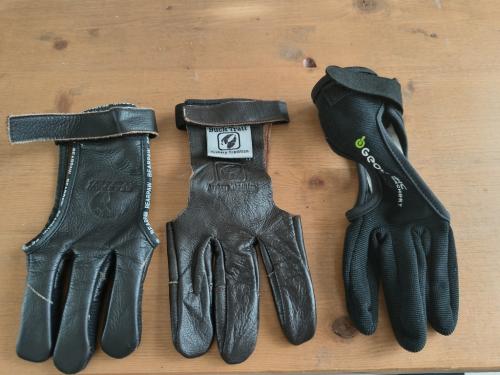 Boogschiet handschoenen, nieuw 3 paar