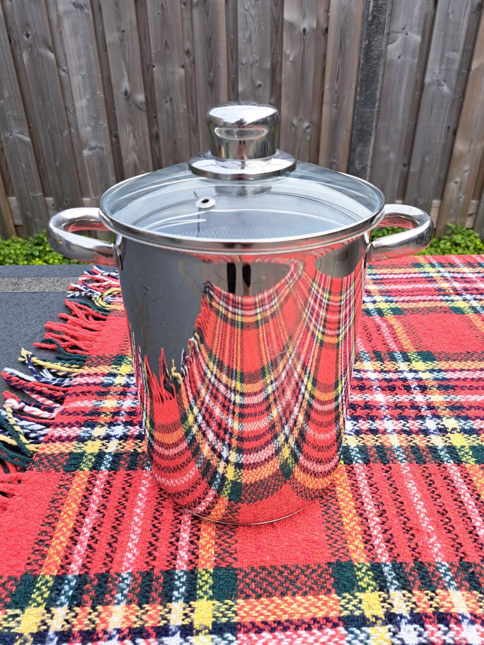 GSW Asperge pan – hoogwaardige pan met zeef en glazen deksel.