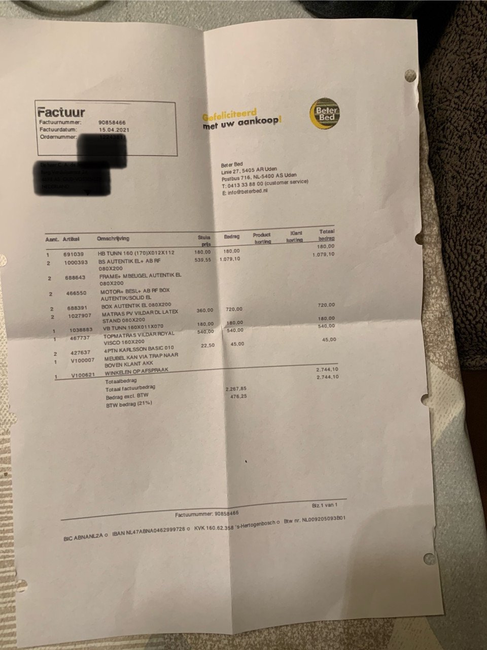 Boxspring elektrisch met licht en  kasten