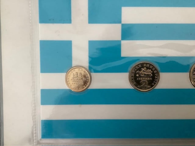 Griekenland , setje met 3 vergulde munten.