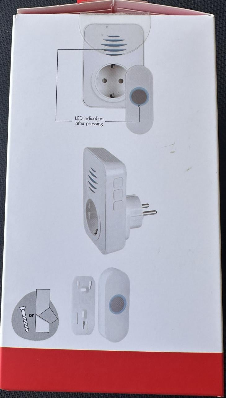 Z,G,A,N, PLUGIN DEURBEL MET BELDRUKKER OP KNOOPCEL BATTERIJ 2032.