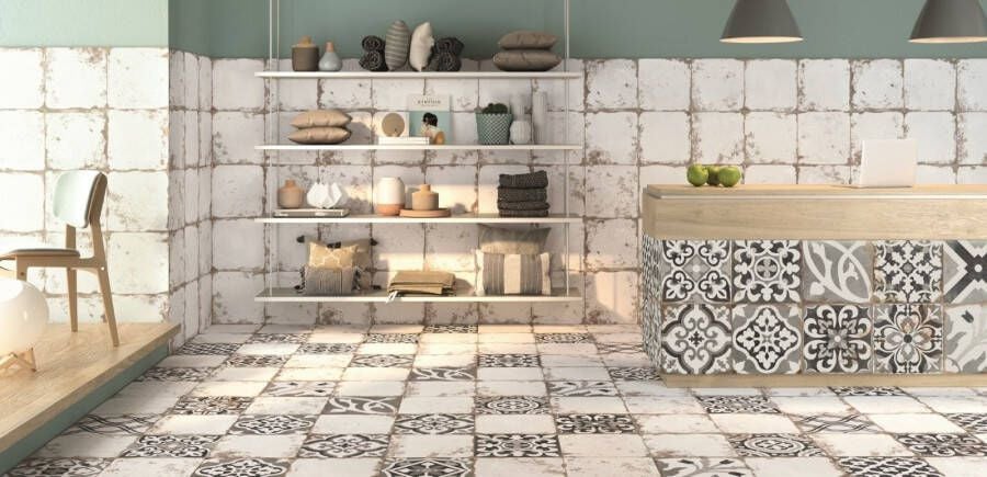 3030-264 ca 43m² vintage-look tegels Patchwork, 33x33 cm van €59,95/m² voor