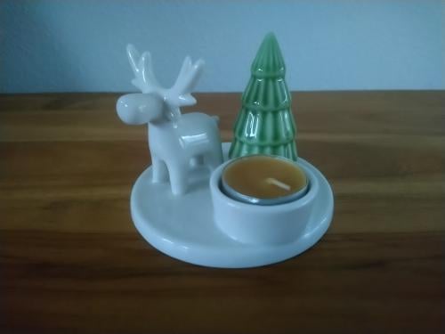 Porseleinen theelichthouder rendier kerst