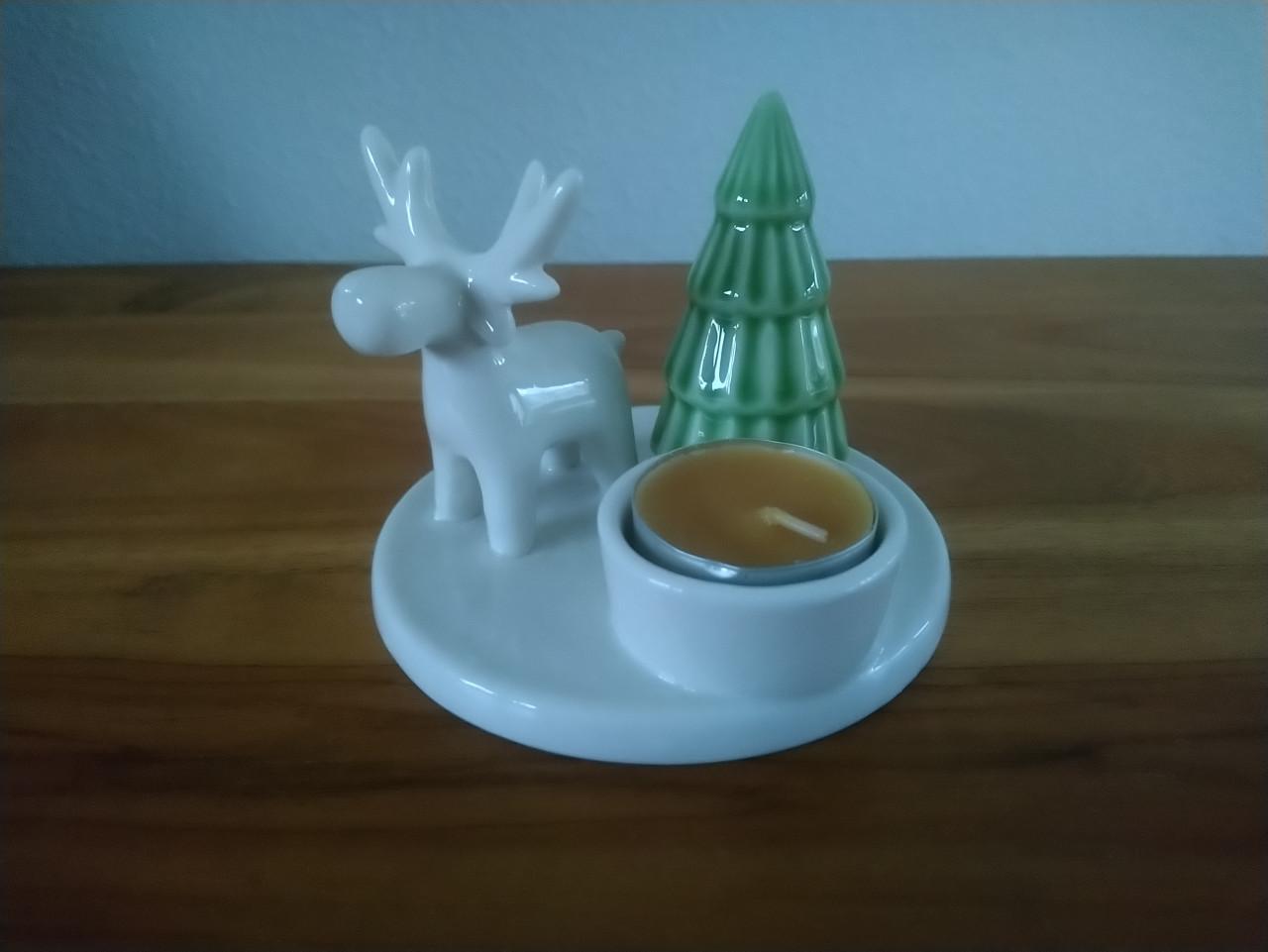 Porseleinen theelichthouder rendier kerst