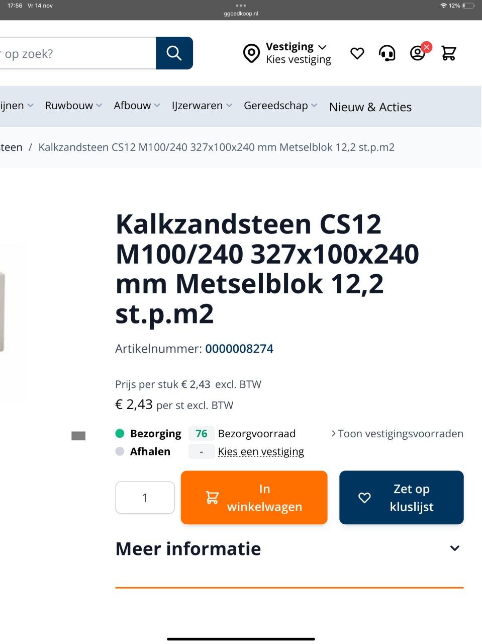 Kalkzandsteen metselblokken