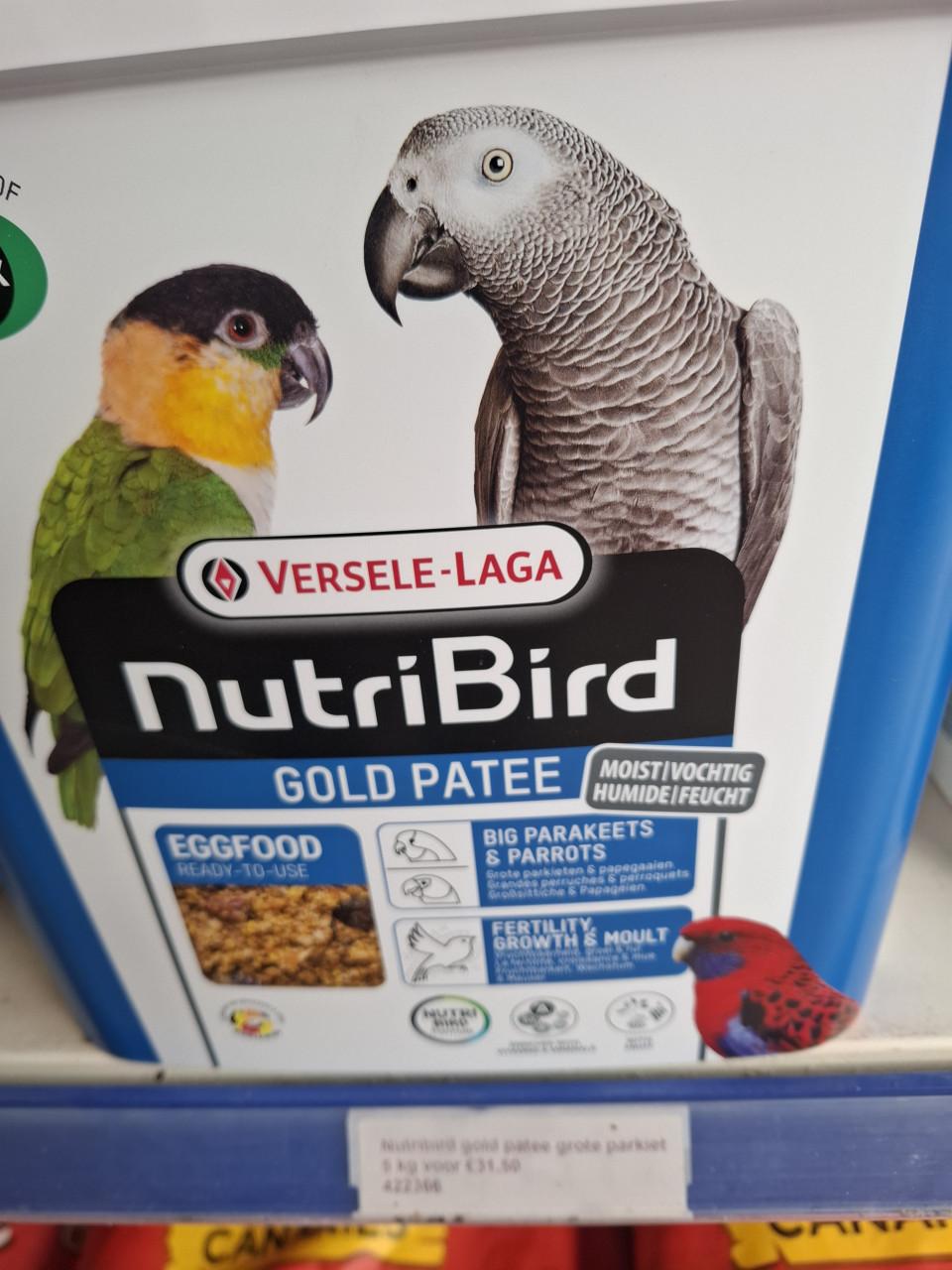 Nutribird gold patee grote parkiet nu ook in 10 kg verpakking