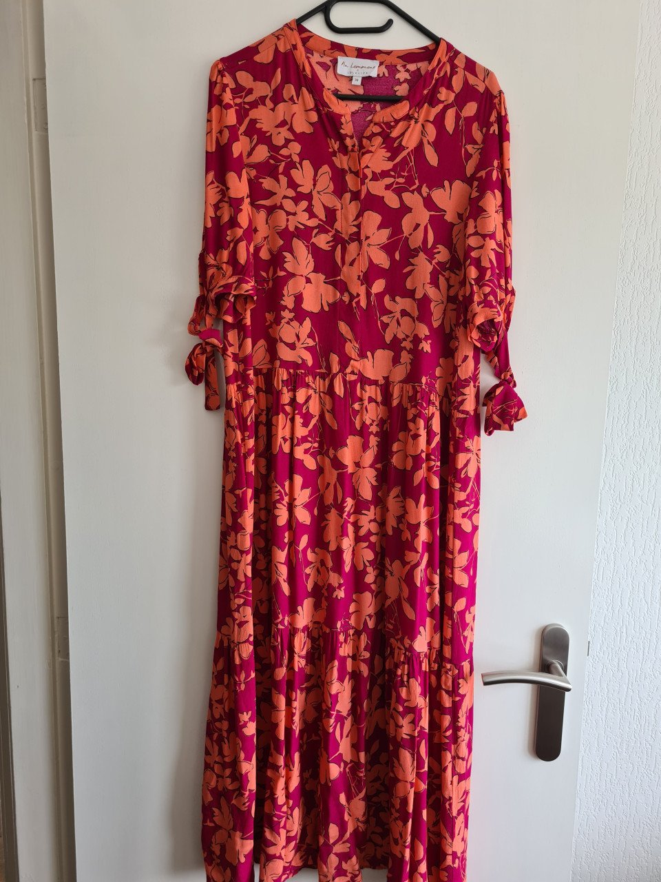 Fuchsia / oranje maxi jurk van An Lemmens X LOLALIZA Met 3/4 mouwen  Maat M