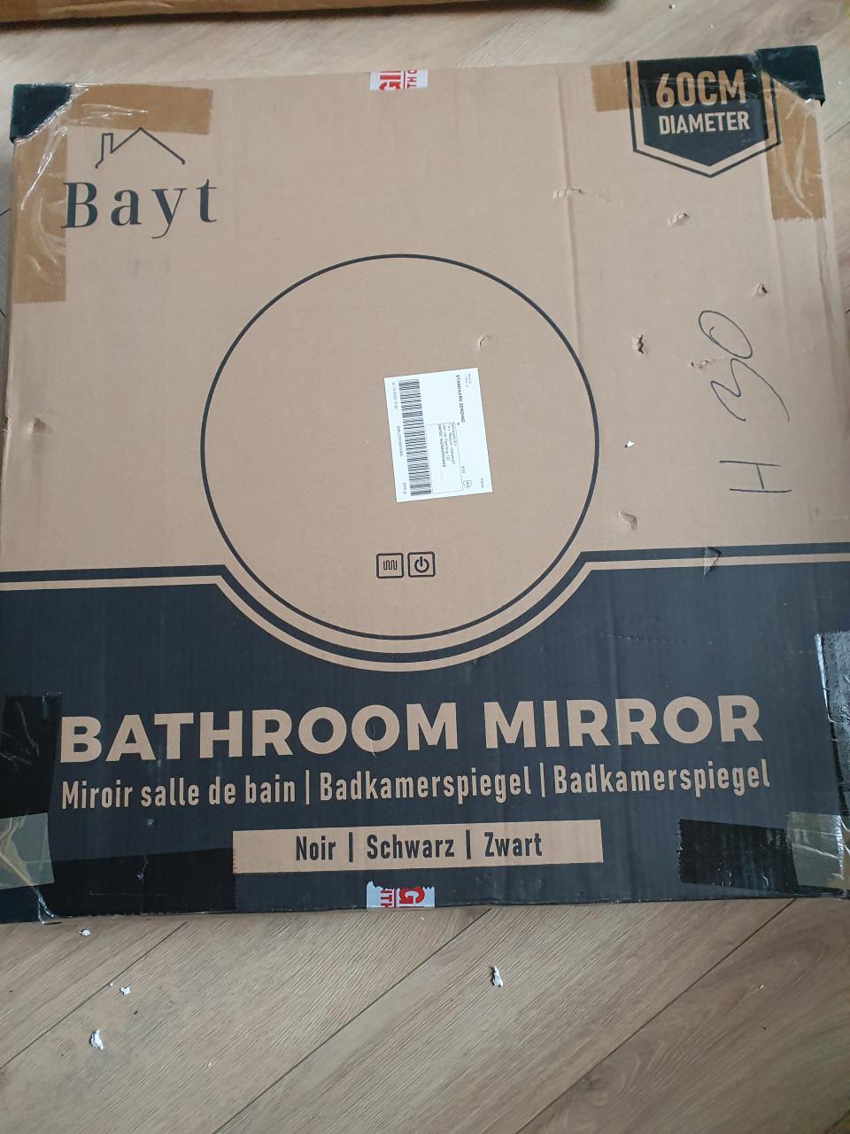 Badkamerspiegel rond 60 met verlichting + verwarming | nieuw