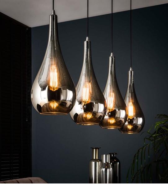 Hanglamp 4 lamp Druppelvormige hanglamp glas zilver Chromed