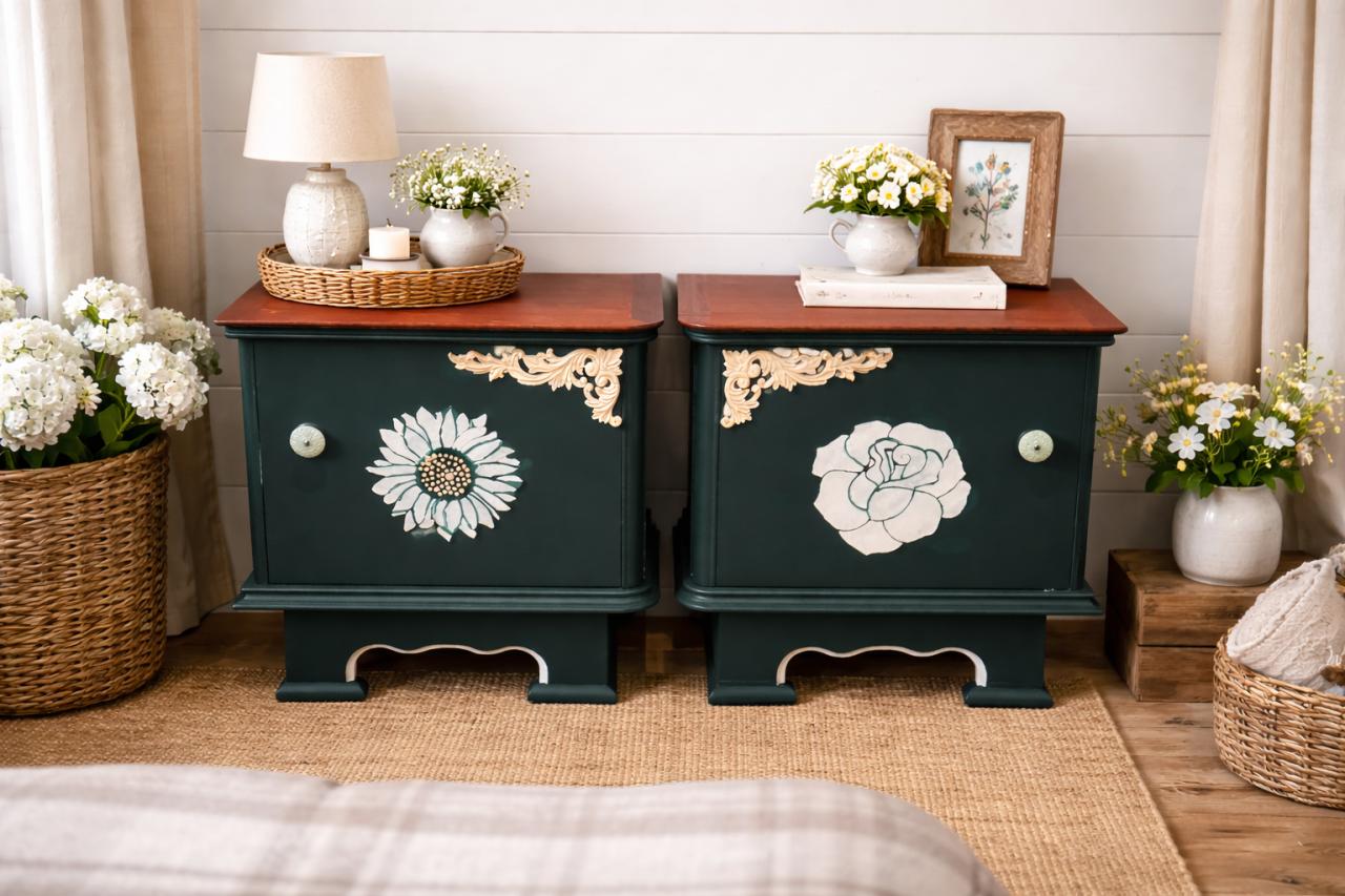 Set landelijke nachtkastjes