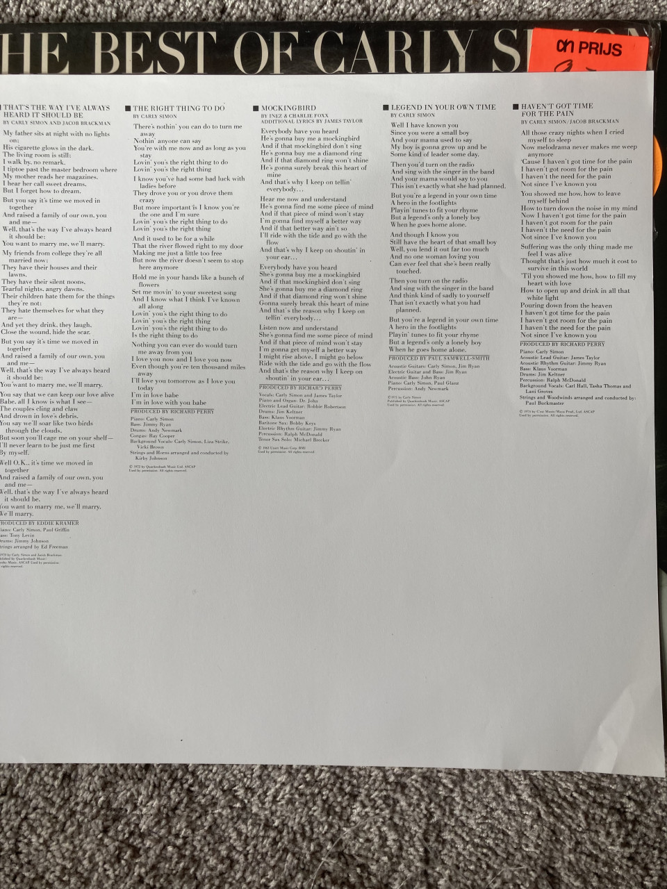 LP Carly Simon The best of Carly Simon ELK 52025
