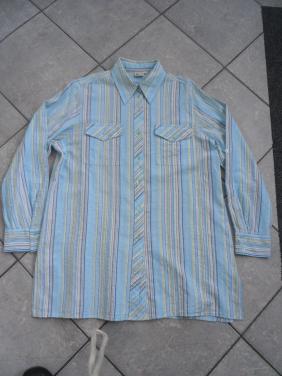 GEEL BLAUWE BLOUSE MAAT 46 --- 1 X GEDRAGEN 100% KATOEN ENZ