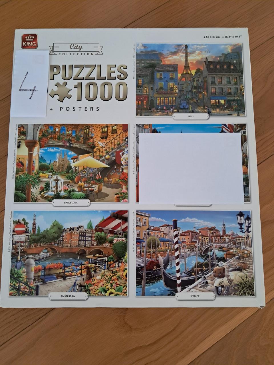 4 puzzels steden van elk 1000 stukjes