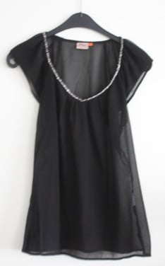 Zwart shirt met glitter rand  maat 36