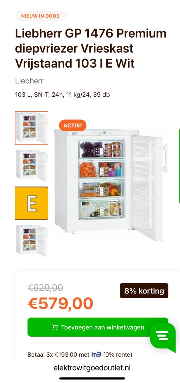 Als Nieuwe Liebherr GP 1476 Premium diepvriezer Vrieskast 85x61 cm. 103L