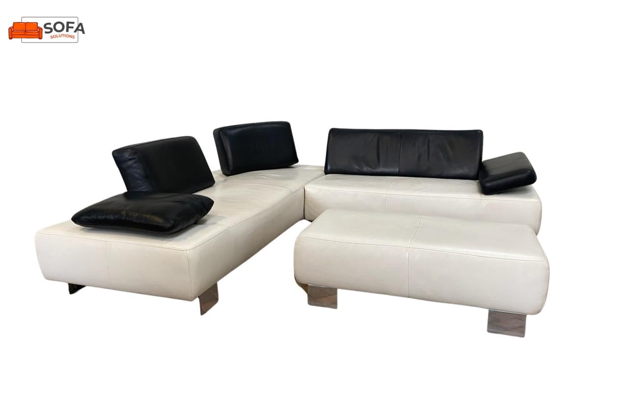 Wit Echtleren Hoekbank – Ruim & Verstelbaar- Gratis Levering NL