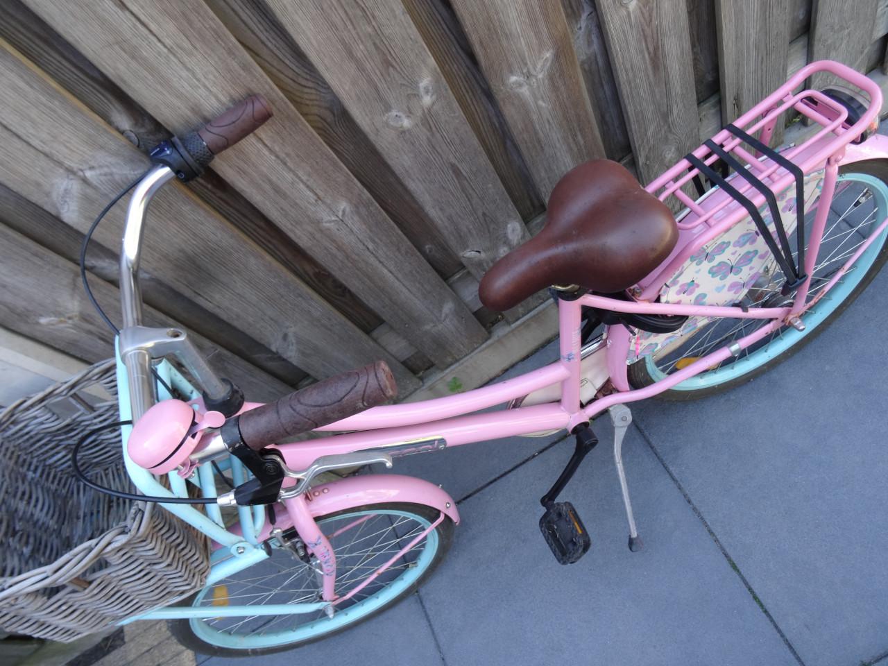 🌸 Popal Daily Dutch Meisjesfiets – 22 inch | Roze / Lichtblauw 💗🩵