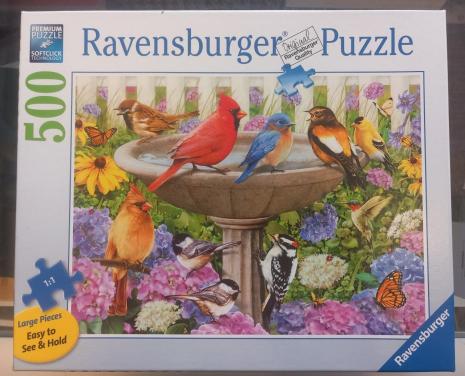 Puzzel Bij het vogelbadje