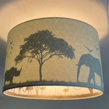 Hanglamp mint groen, dieren. Bijv. voor baby/kinderkamer