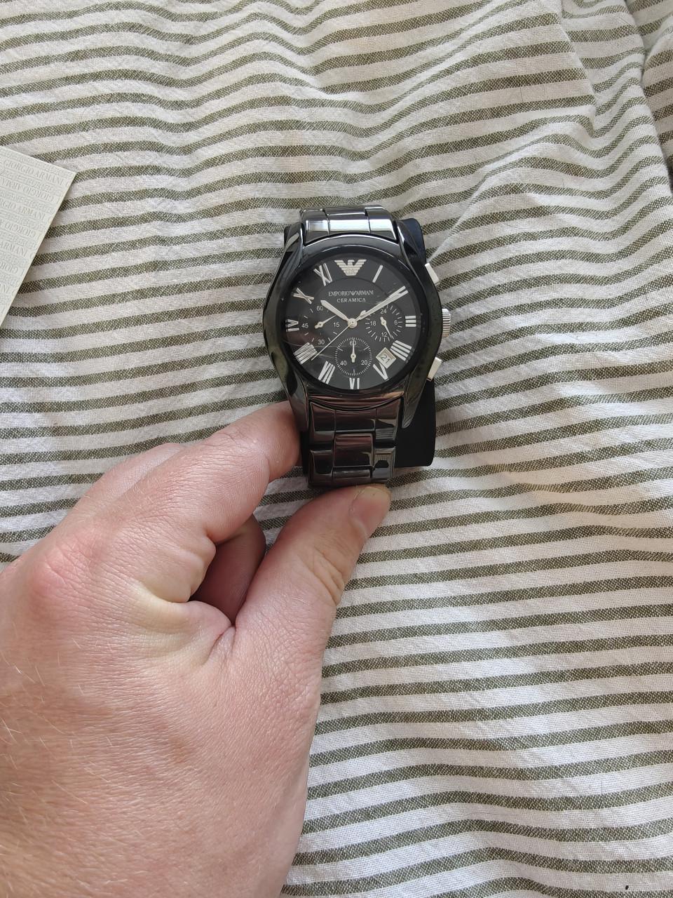 Armani zwart RVS herenhorloge