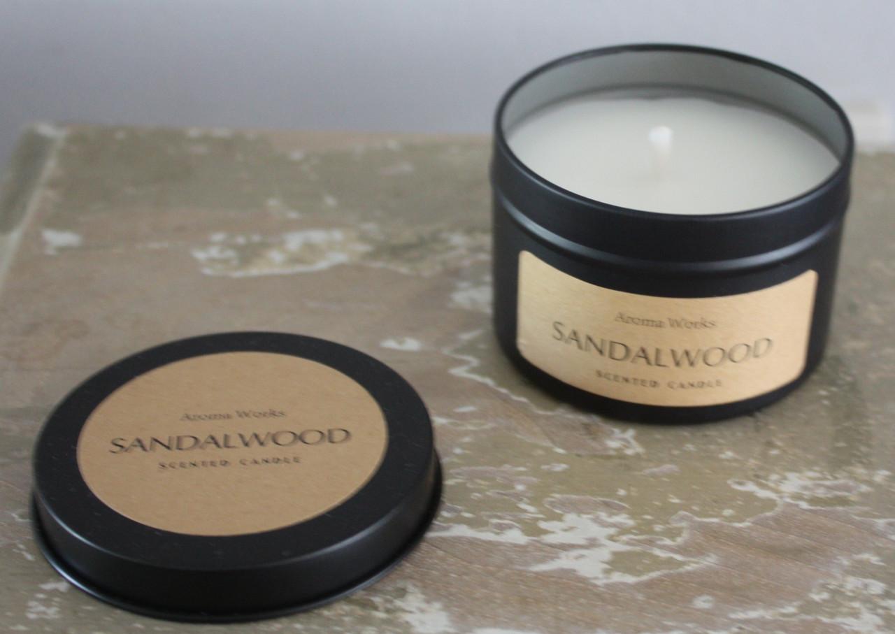 Geurkaars aroma works-sandal wood