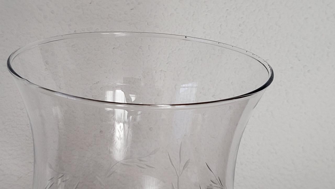 Windlicht / vaas glas gegraveerd, h 22,5 cm