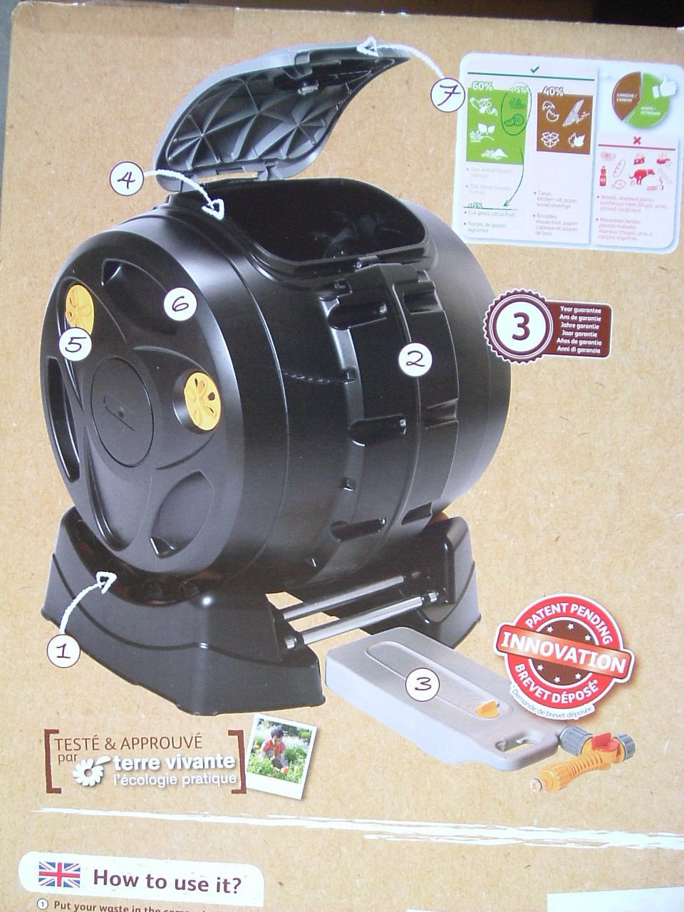 Roterend compostvat. Nieuw.