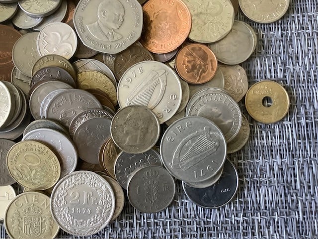 Partij wereldmunten, 1000 gram ongesorteerd.