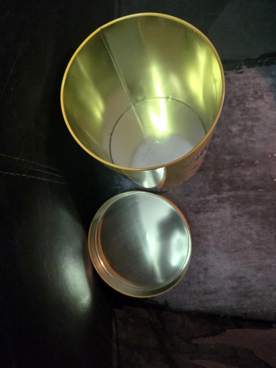 Vintage cilindrisch M&M's verzamelblik WK Italië 1990 H 18cm Ø 15.5cm