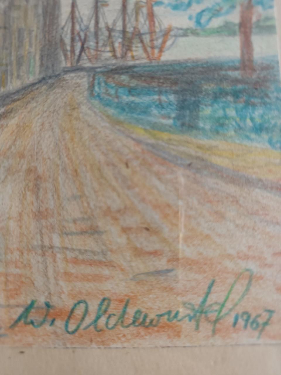 Gekleurde tekening van Veere. Koopje