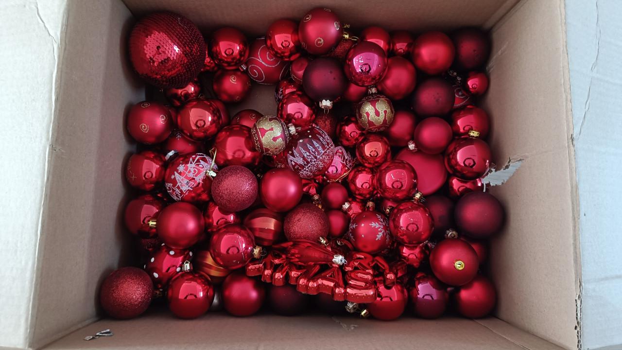 Partij rode kerstballen